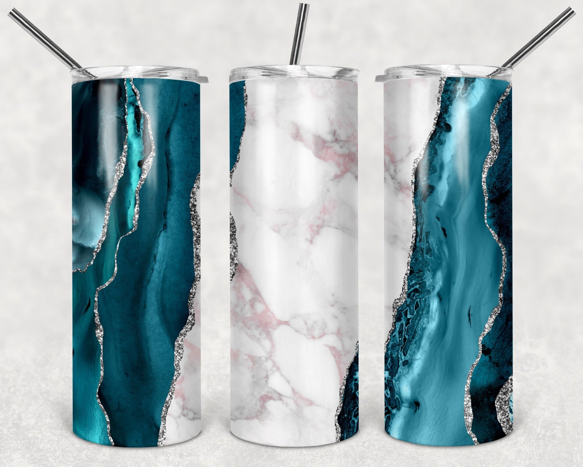 Custom tumbler printed with permanent ink geode pattern - Gone Coastal Creations - Mugs & Tumblers