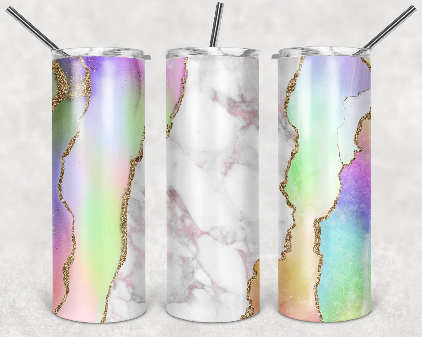 Custom tumbler printed with permanent ink geode pattern - Gone Coastal Creations - Mugs & Tumblers