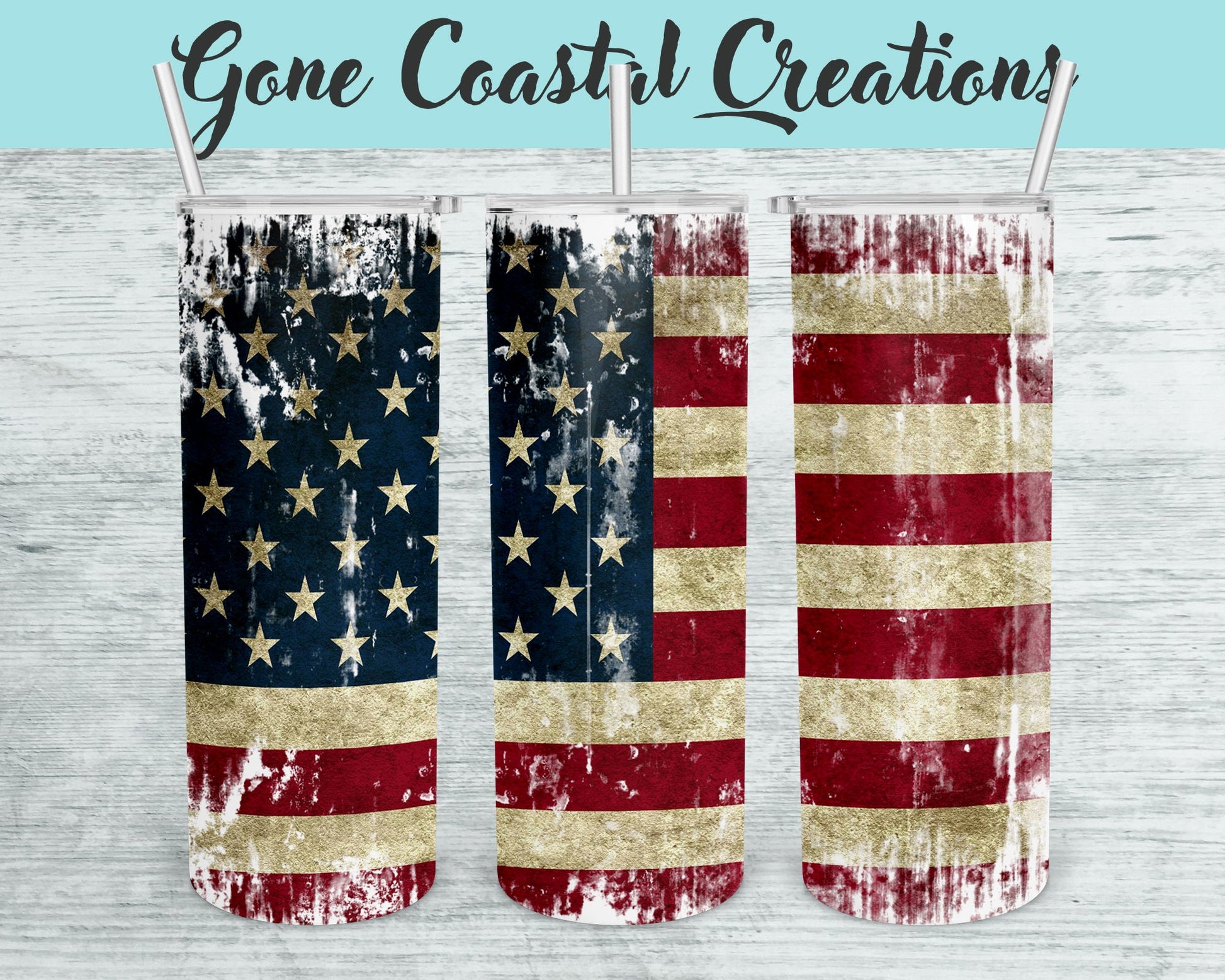 Distressed American Flag Travel Mug - a unique gift this holiday - Gone Coastal Creations - Mugs & Tumblers