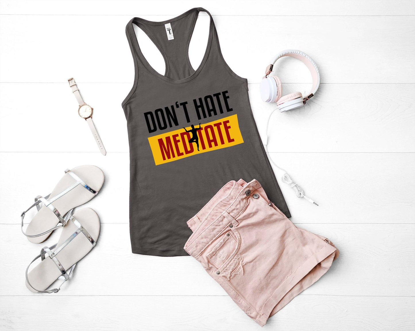 Dont Hate Meditate | Inspirational Yoga Shirt - Gone Coastal Creations - Shirts