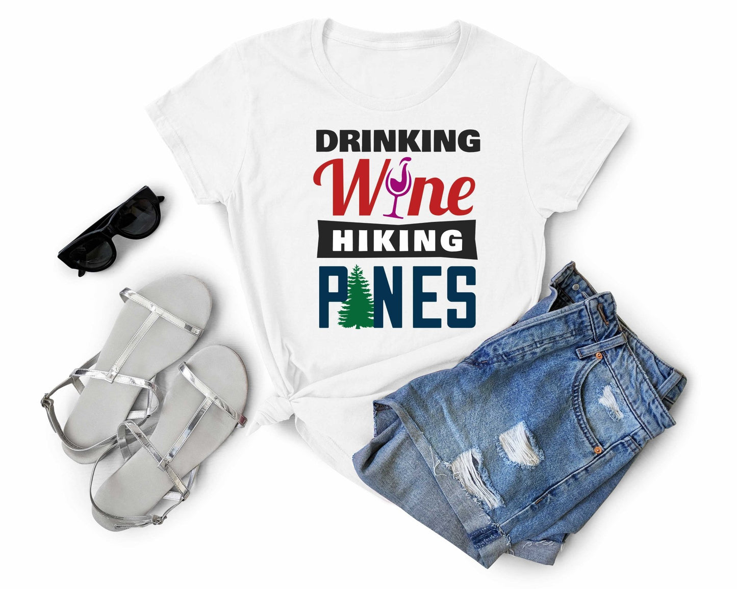 Drinking Wine and Hiking Pines | Funny Camping Shirts for the Outdoor Adventurer - Gone Coastal Creations - shirts