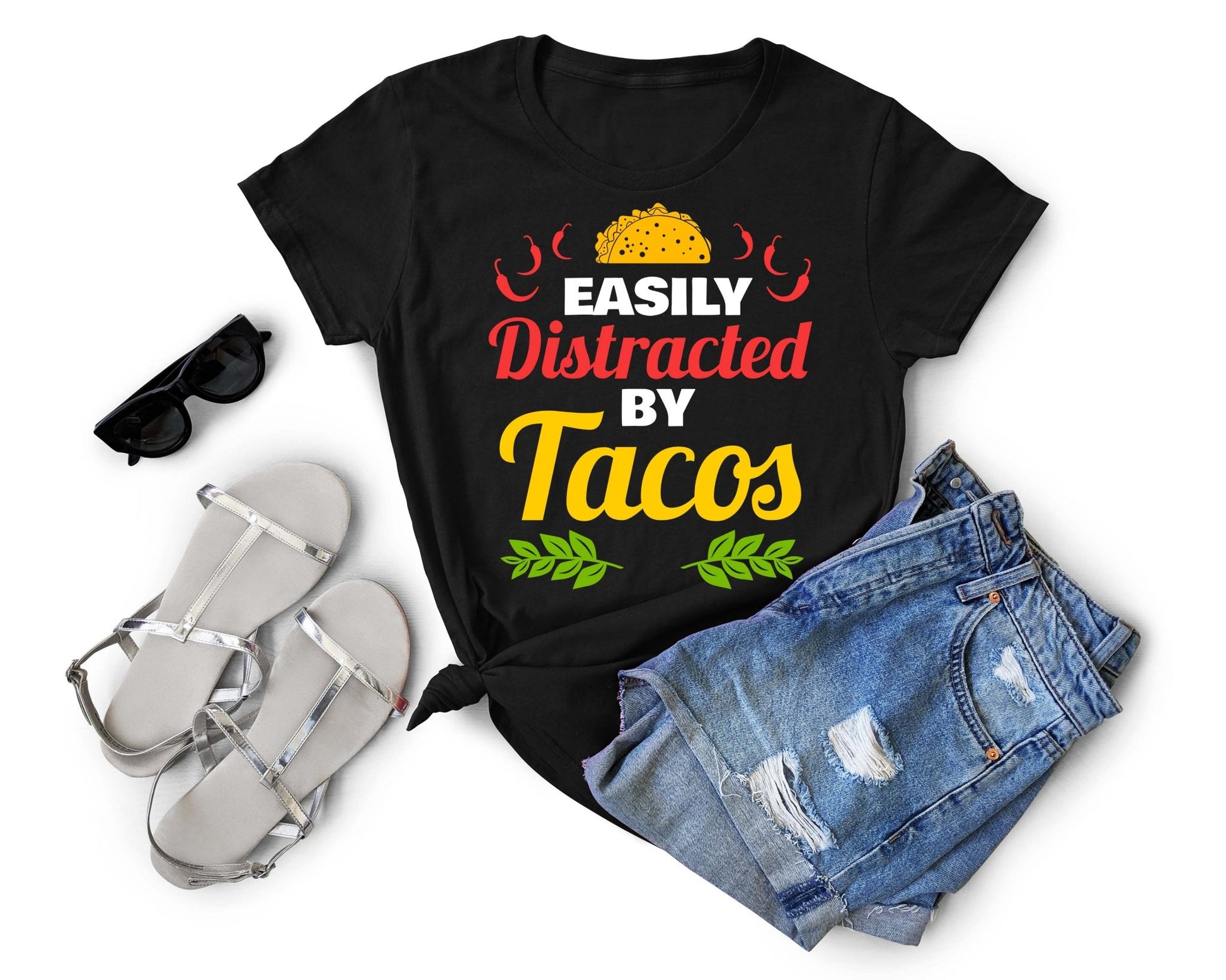 Easily Distracted by Tacos | Taco Lover Shirt - Gone Coastal Creations - Shirts