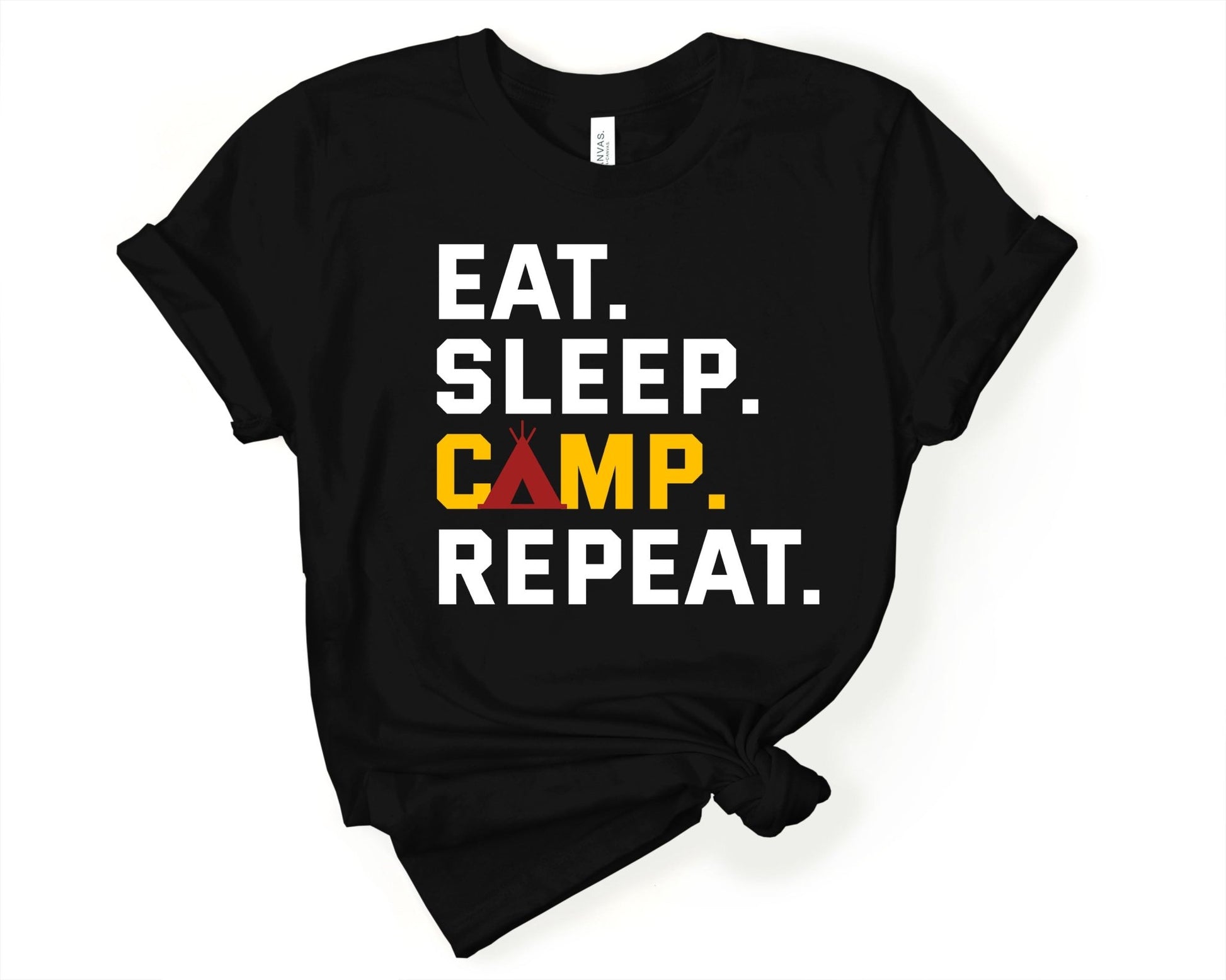 Eat Sleep Camp Repeat | Funny Camping Shirts for the Outdoor Adventurer - Gone Coastal Creations - shirts