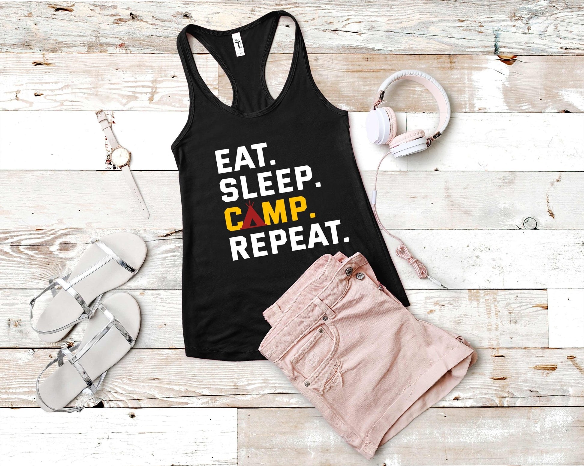 Eat Sleep Camp Repeat | Funny Camping Shirts for the Outdoor Adventurer - Gone Coastal Creations - shirts