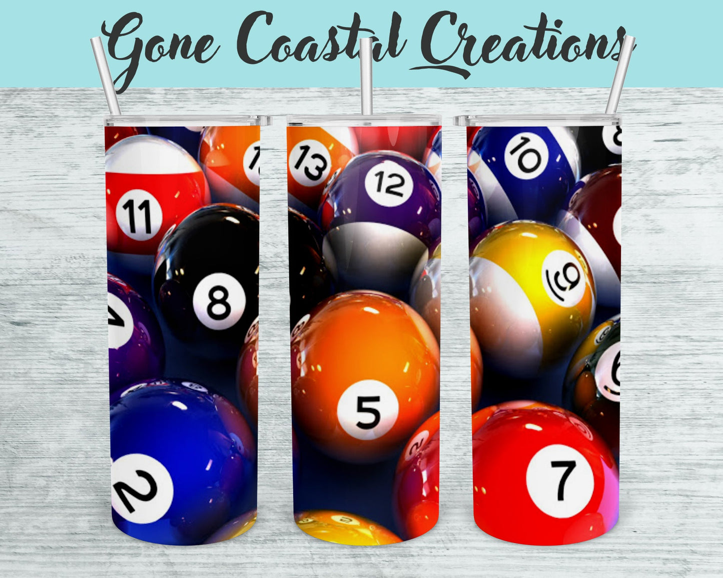 Eight Ball Billiard Balls Tumbler - a unique gift this holiday - Gone Coastal Creations - Mugs & Tumblers