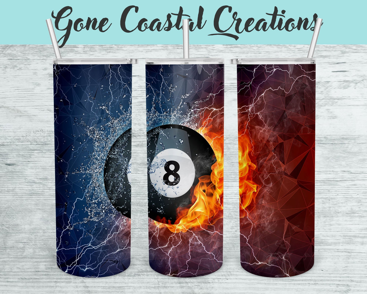 Eight Ball Pattern Tumbler - a unique gift this holiday - Gone Coastal Creations - Mugs & Tumblers