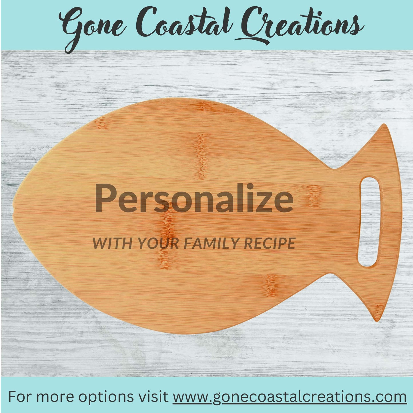 Fish Shaped Bamboo Cutting Board - Ready for Personalized Engraving - Gone Coastal Creations - Engraved Gifts