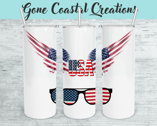 Flag in Sunglasses Reflection Tumbler - a unique gift this holiday - Gone Coastal Creations - Mugs & Tumblers