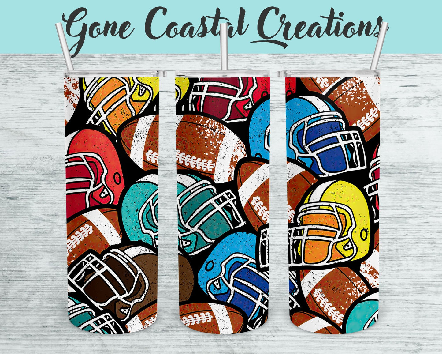 Football and Helmet pattern tumbler, gift for her, mothers day gift, Football Mom, Team Mom - Gone Coastal Creations - Mugs & Tumblers