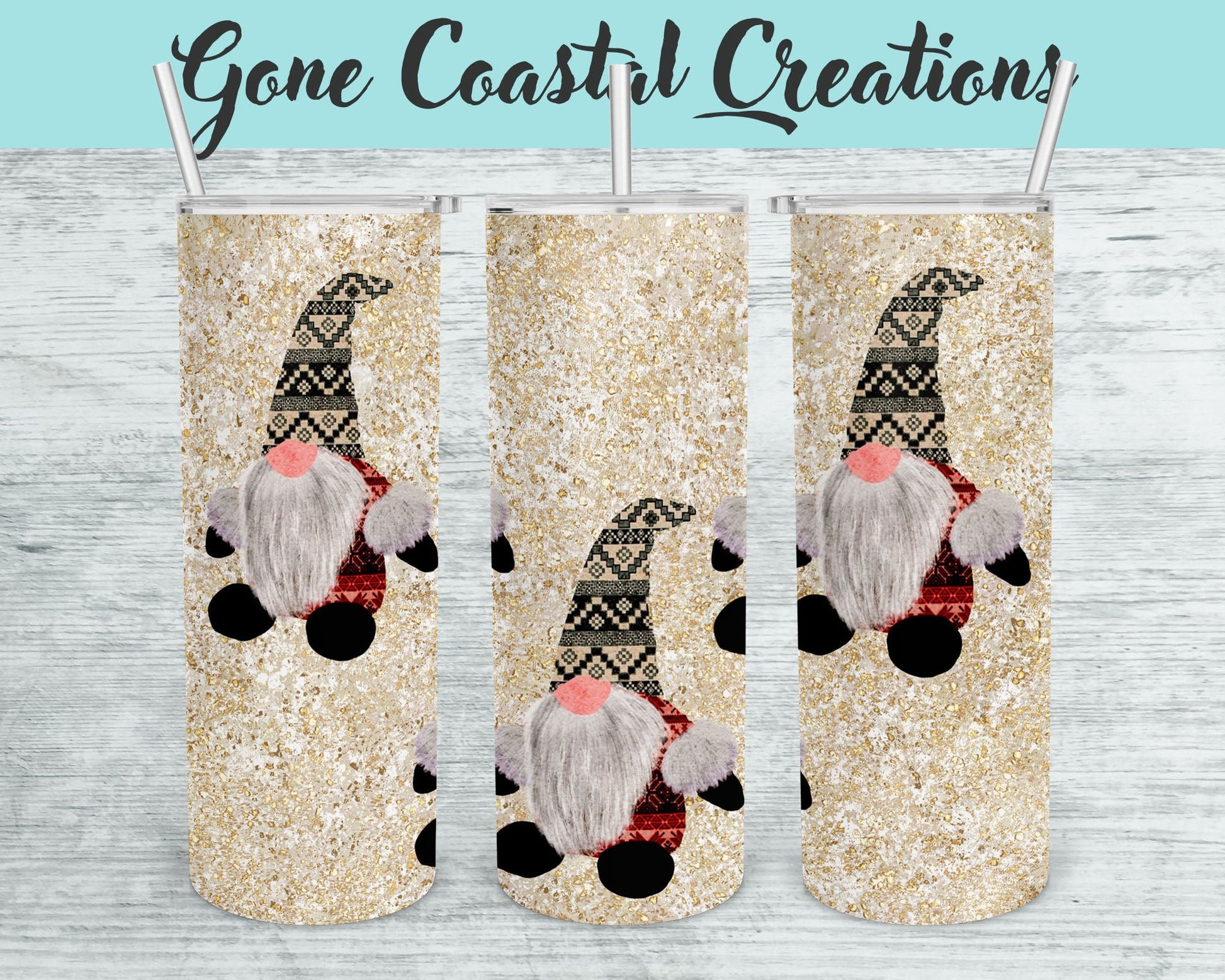 Glitter Gnome Christmas Themed Tumbler - a unique gift this holiday - Gone Coastal Creations - Mugs & Tumblers