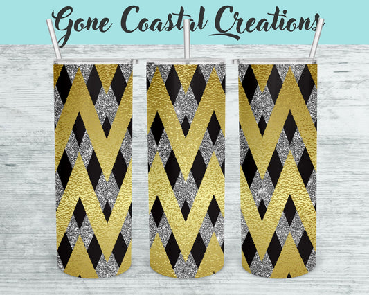 Gold Silver and Black Foiled Abstract Tumbler - a unique gift this holiday - Gone Coastal Creations - Mugs & Tumblers