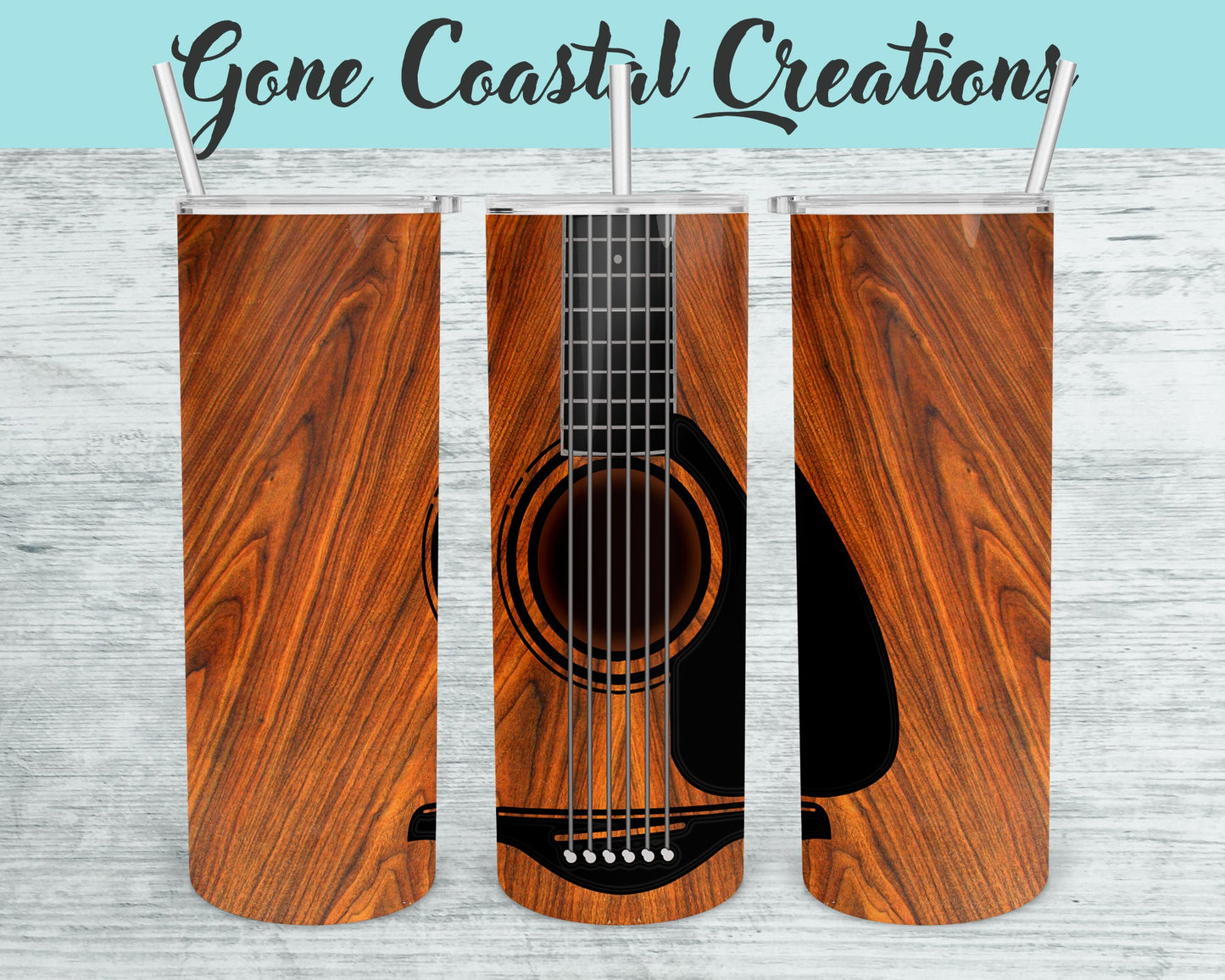 Guitar Picture Themed Tumbler - a unique gift this holiday for your favorite musician - Gone Coastal Creations - Mugs & Tumblers