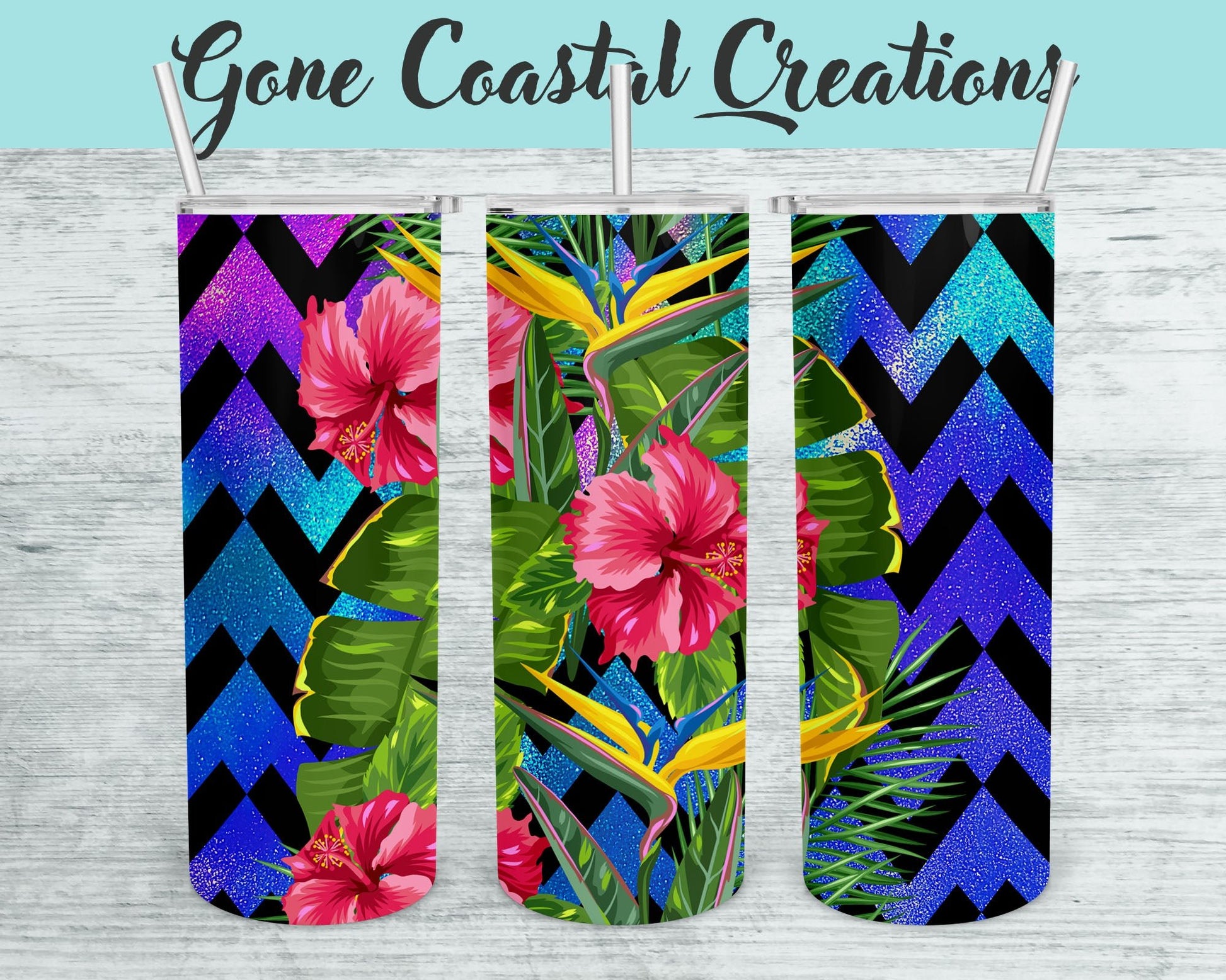 Hibiscus Tropical Themed Tumbler - a unique gift this holiday - Gone Coastal Creations - Mugs & Tumblers