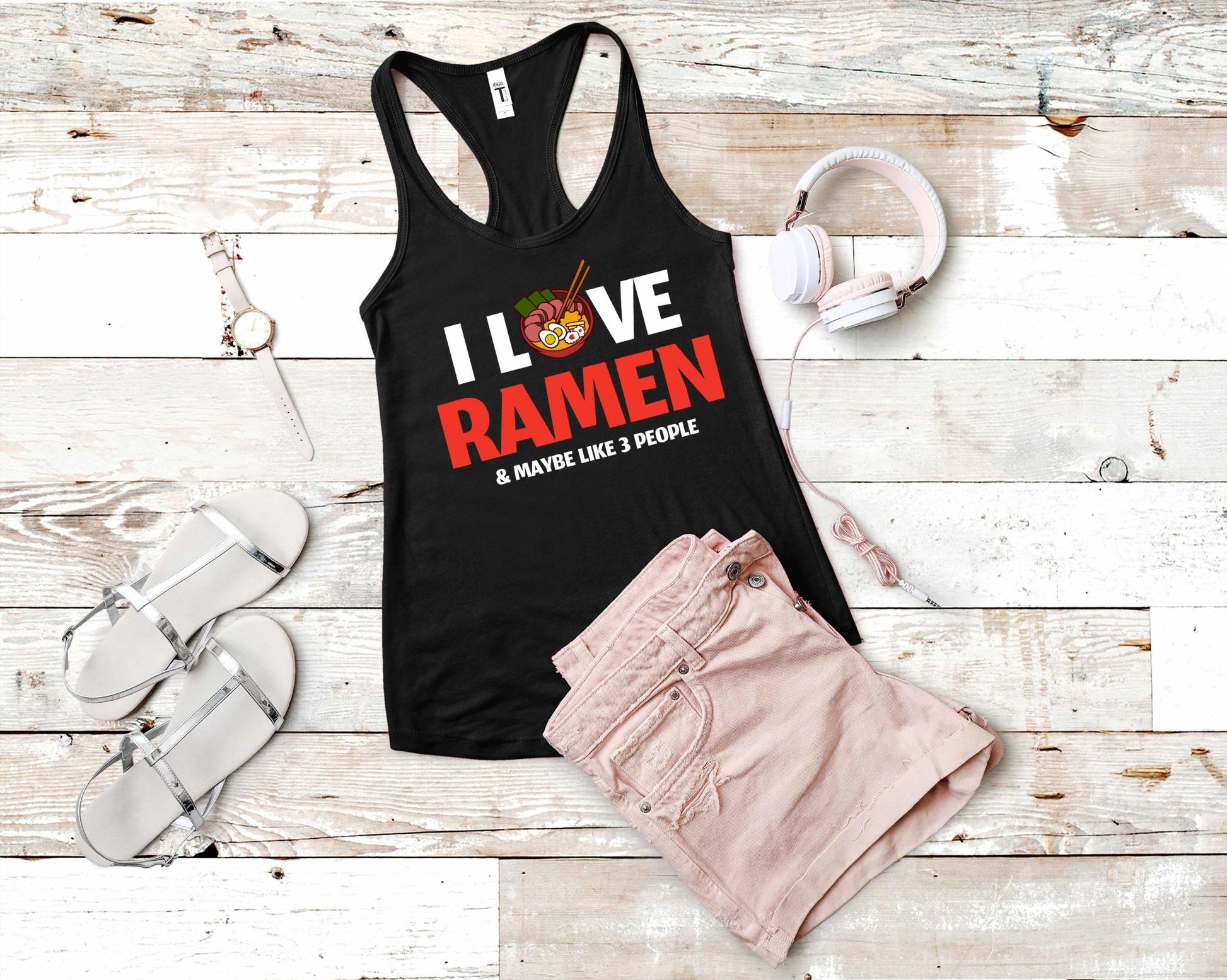 I Love Ramen and like three people Shirt for Foodie | Stocking Stuffer for College Student - Gone Coastal Creations - Shirts