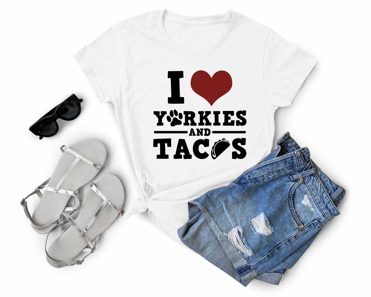 I Love Yorkies and Tacos | Taco Lover Shirt - Gone Coastal Creations - Shirts