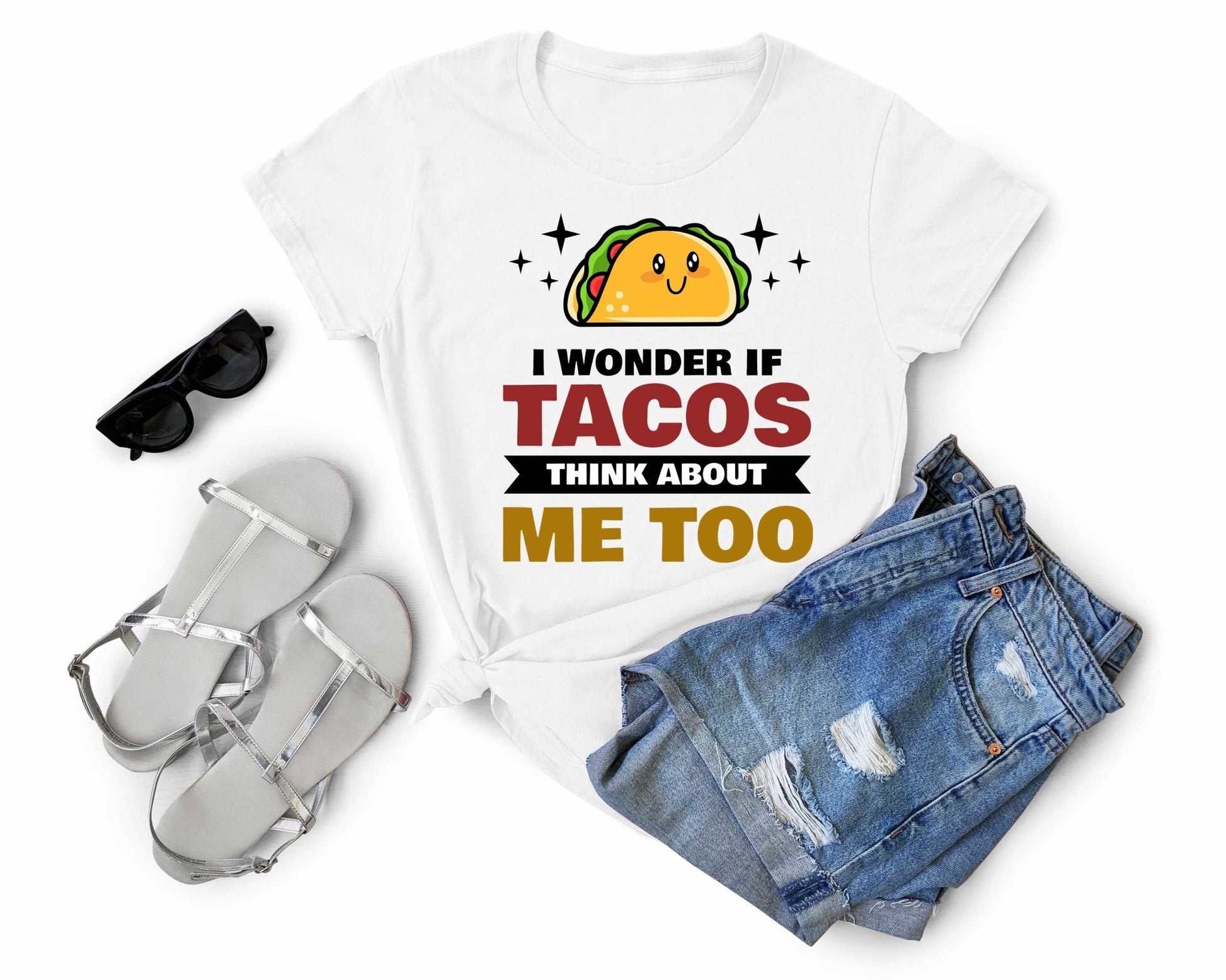 I Wonder if Tacos Think About me Too | Taco Lover Shirt - Gone Coastal Creations - Shirts