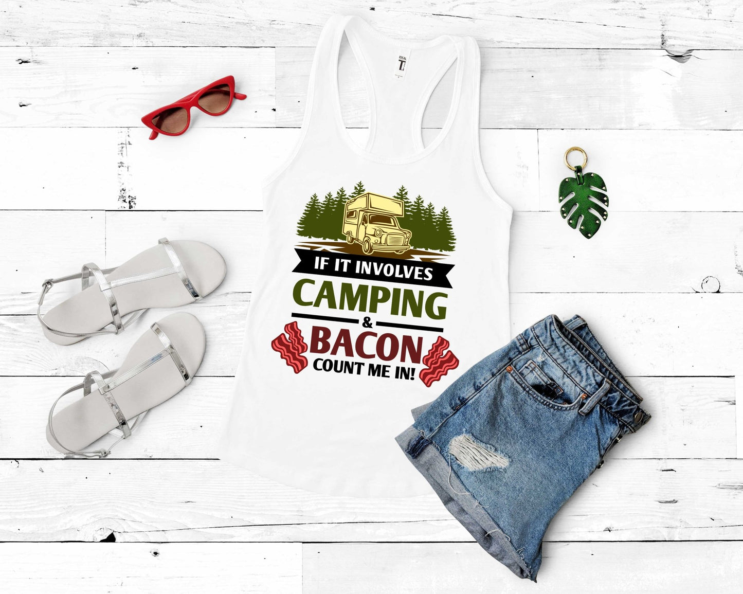 If it involves camping and bacon count me in | Funny Camping Shirts for the Outdoor Adventurer - Gone Coastal Creations - shirts