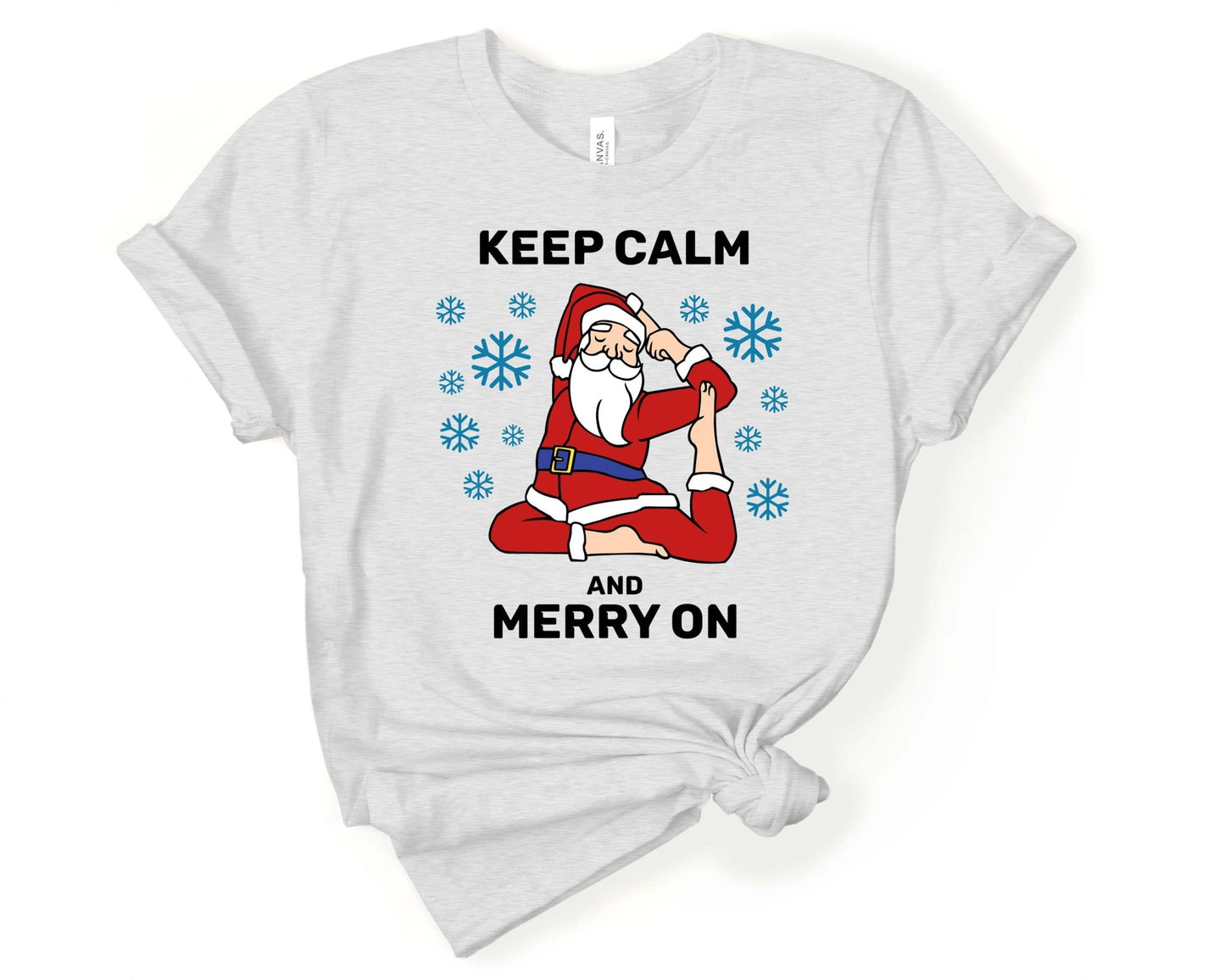 Keep Calm and Merry On | Inspirational Yoga Shirt | Christmas Yoga - Gone Coastal Creations - Shirts