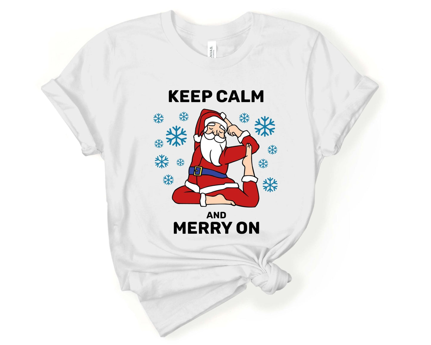 Keep Calm and Merry On | Inspirational Yoga Shirt | Christmas Yoga - Gone Coastal Creations - Shirts