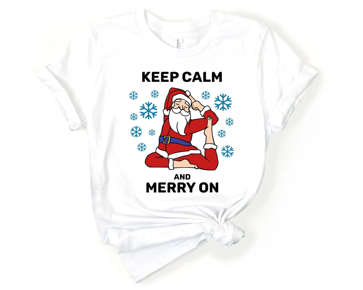 Keep Calm and Merry On | Inspirational Yoga Shirt | Christmas Yoga - Gone Coastal Creations - Shirts