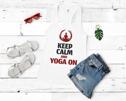 Keep Calm and Yoga On | Inspirational Yoga Shirt - Gone Coastal Creations - Shirts