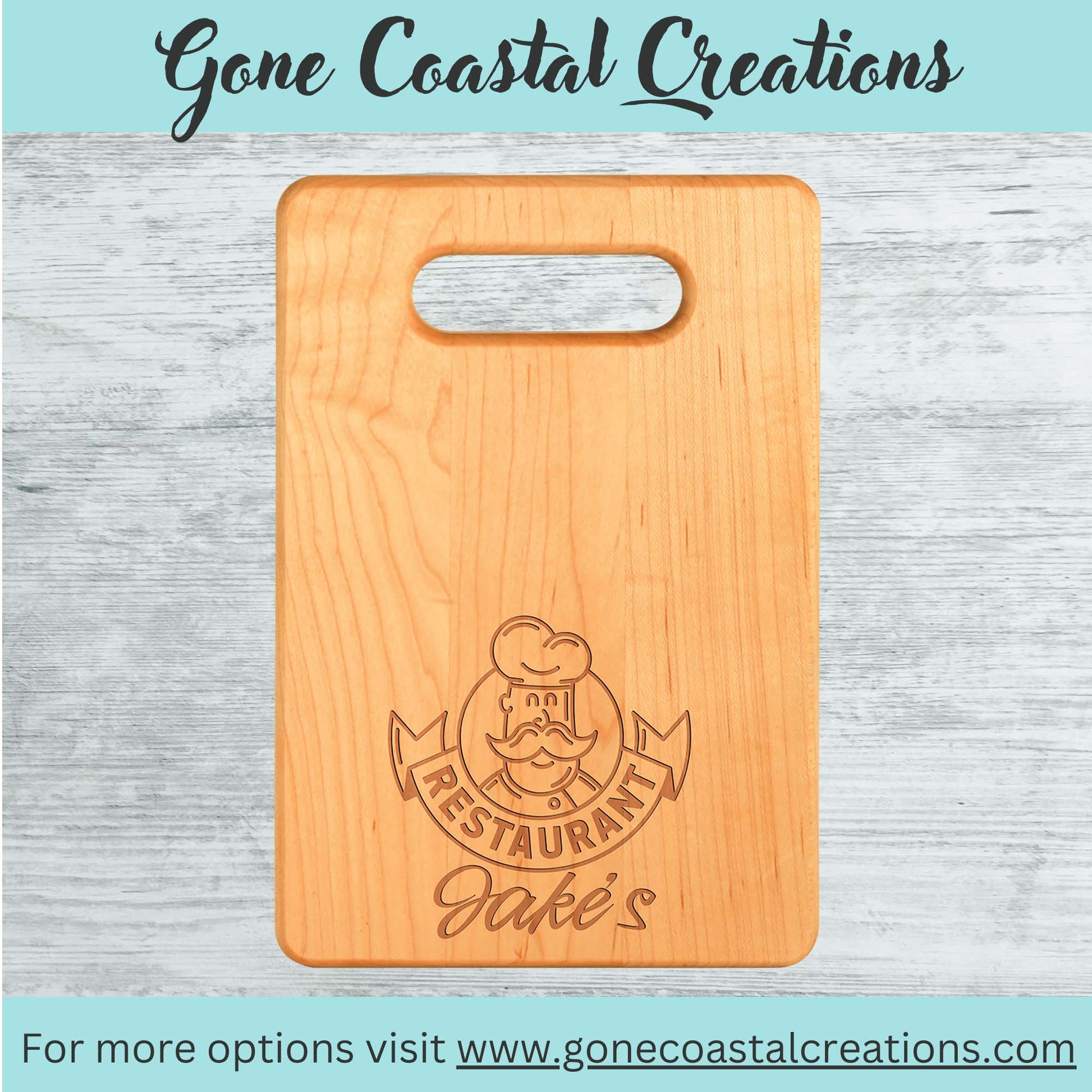 Maple Cutting Board with Handle - Ready for Personalized Engraving - Gone Coastal Creations - Engraved Gifts