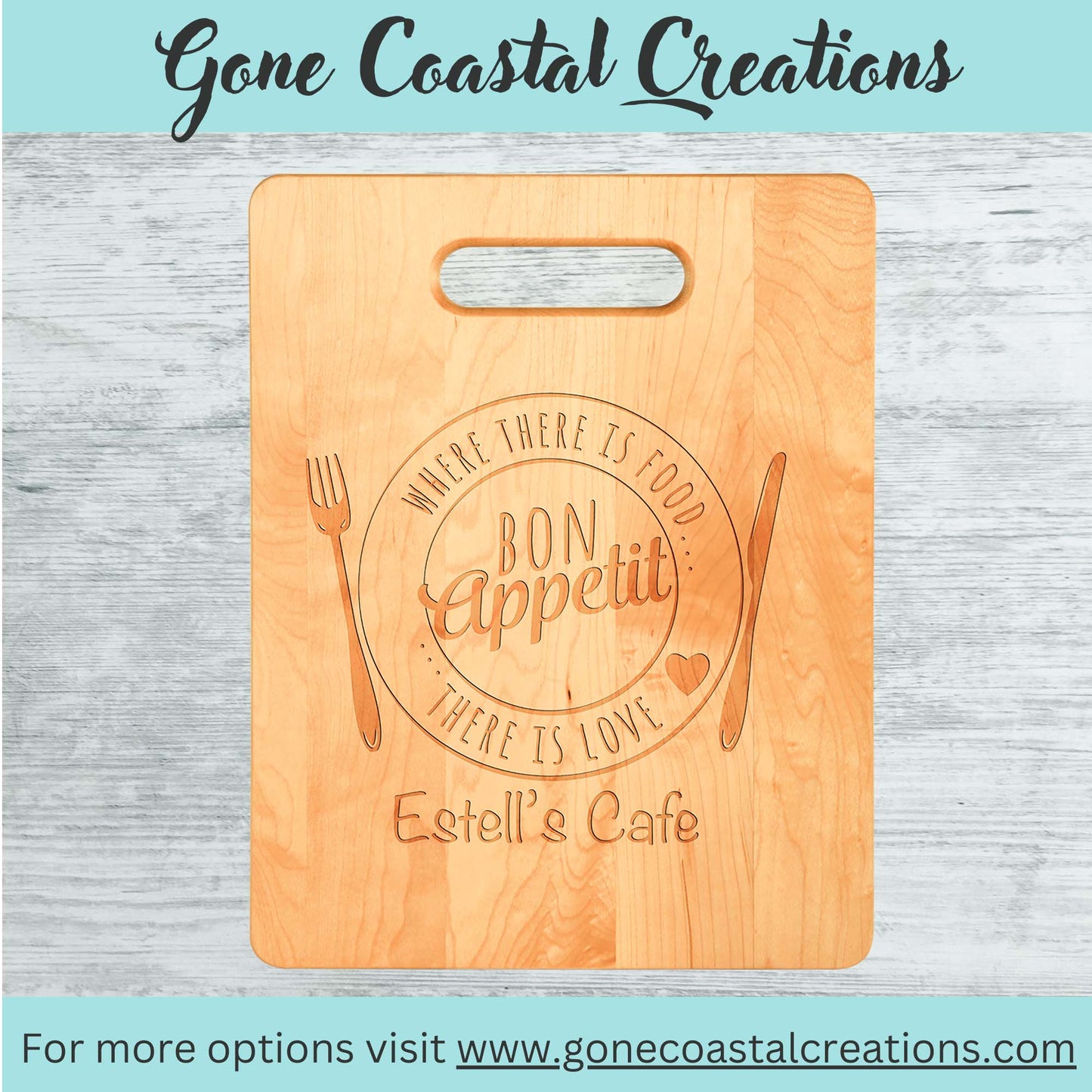 Maple Cutting Board with Handle - Ready for Personalized Engraving - Gone Coastal Creations - Engraved Gifts