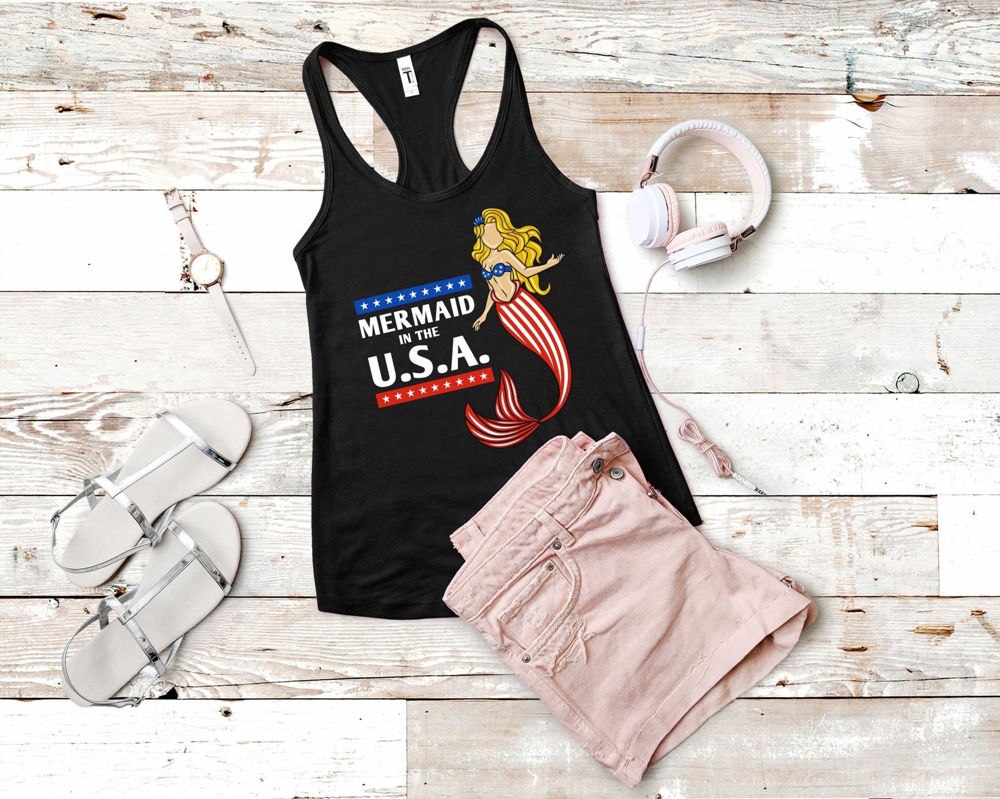 Mermaid in the USA | Mermaid Lovers Shirt - Gone Coastal Creations - Shirts