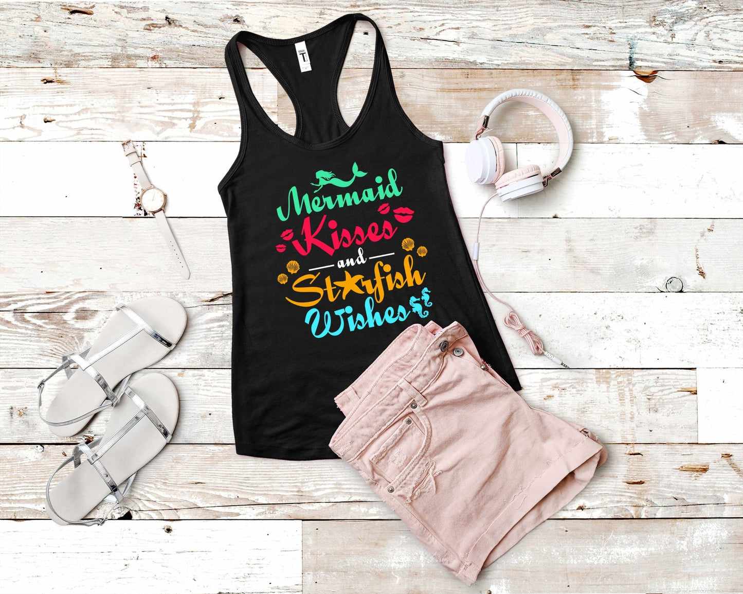 Mermaid Kisses and Starfish Wishes | Mermaid Lovers Shirt - Gone Coastal Creations - Shirts