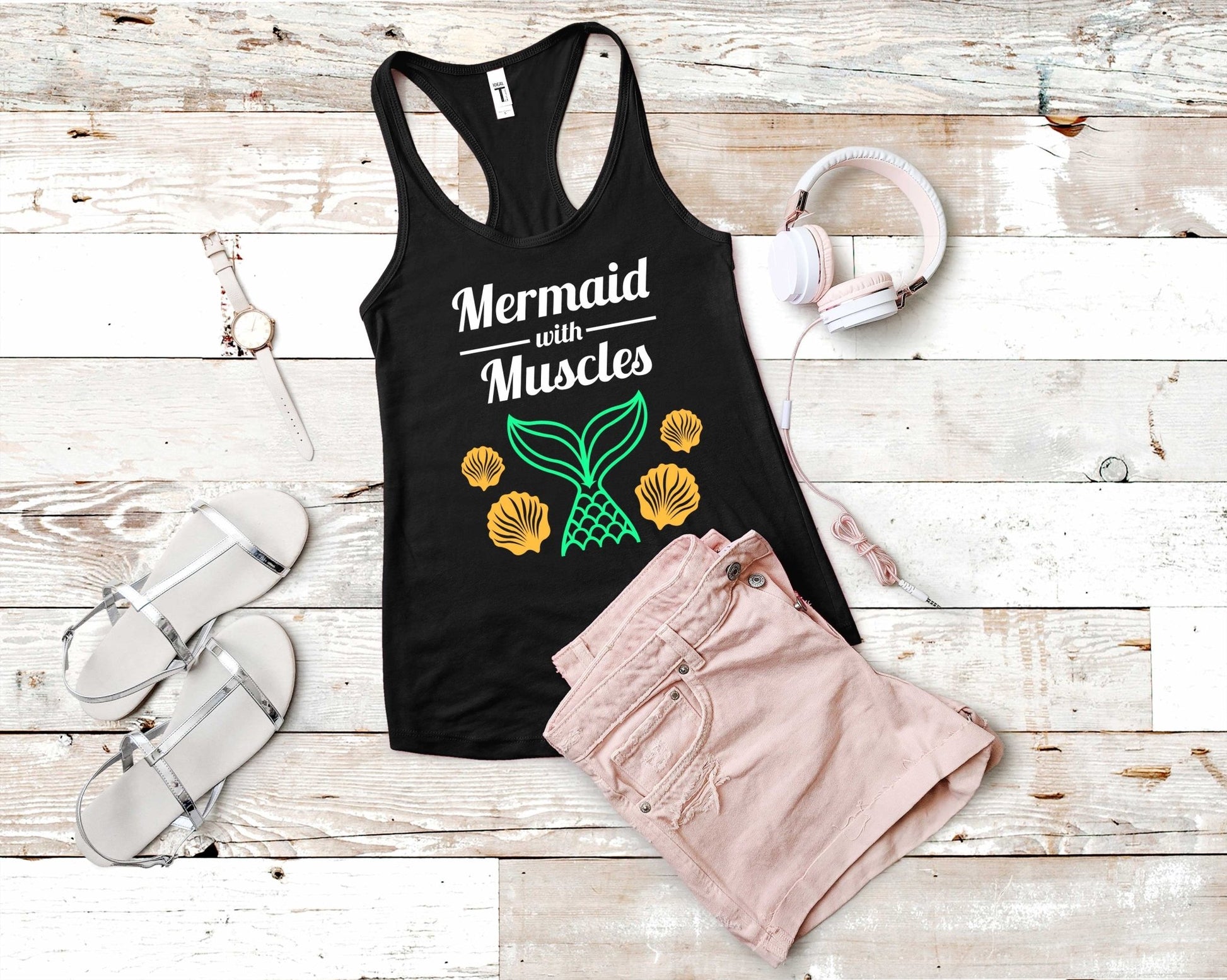 Mermaid with Muscles, Workout Sarcasm - Gone Coastal Creations - Shirts