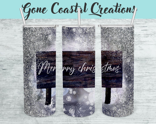 Merry Christmas Sign Themed Tumbler - a unique gift this holiday - Gone Coastal Creations - Mugs & Tumblers