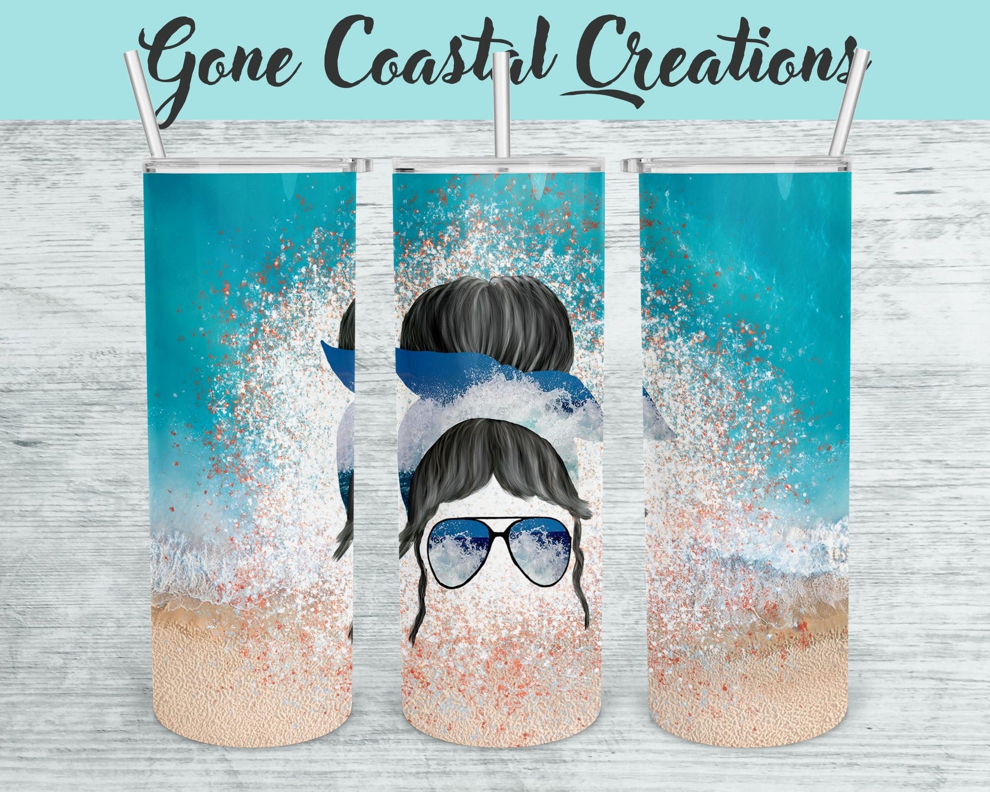 Mom Life Beach Themed Tumbler - a unique gift this holiday for your Beach Lover - Gone Coastal Creations - Mugs & Tumblers