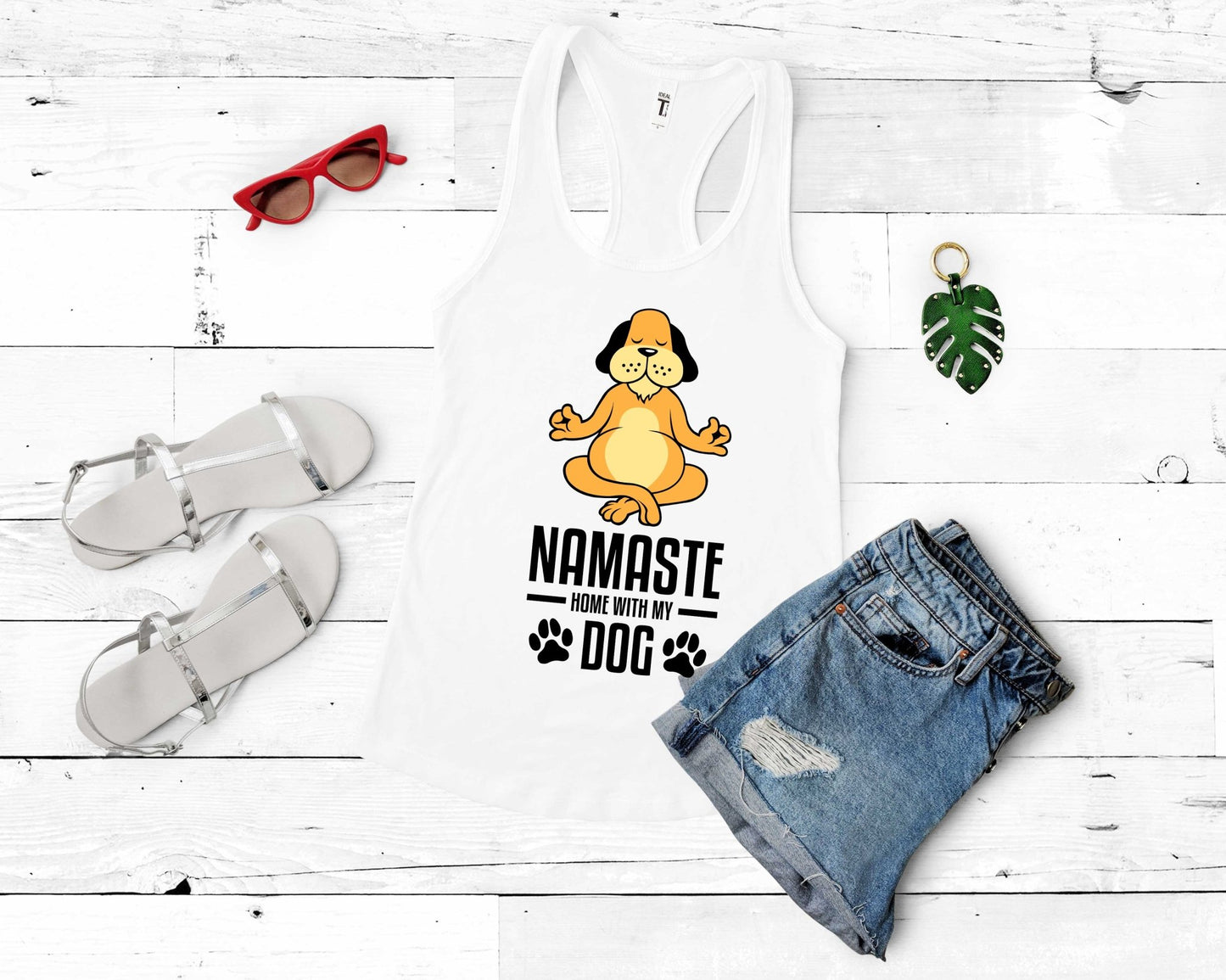 Namastae Home with My Dog | Yoga Pun Shirt - Gone Coastal Creations - Shirts