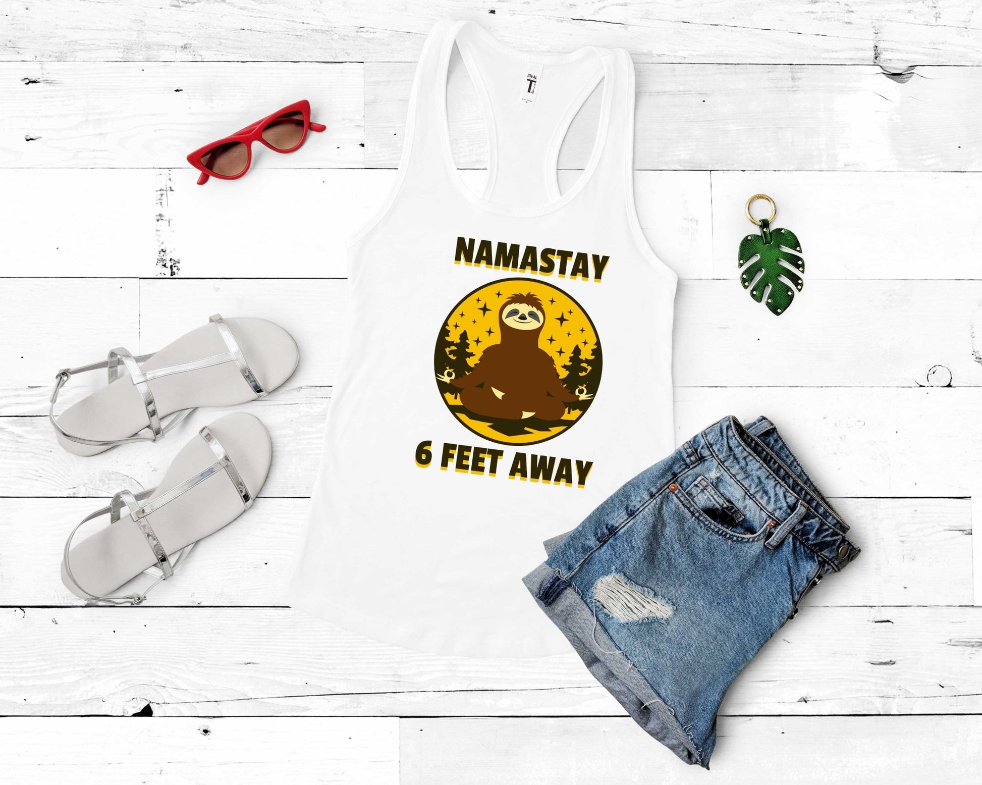 Namastay Six Feet Away Yoga Shirt | Funny Social Distancing Yoga Shirt - Gone Coastal Creations - Shirts