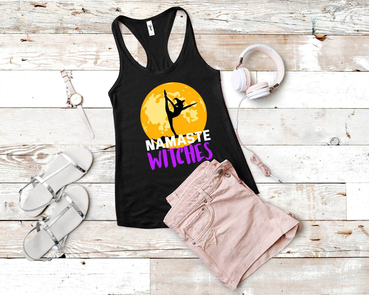 Namaste Witches Yoga Shirt | Funny Halloween Yoga Shirt - Gone Coastal Creations - Shirts