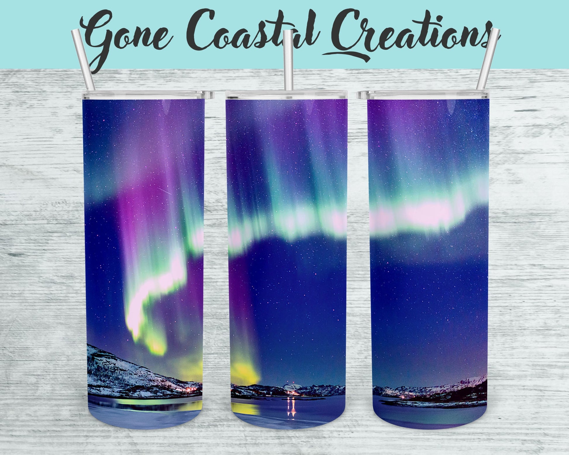 Northern Lights Photographic Tumbler - a unique gift this holiday - Gone Coastal Creations - Mugs & Tumblers