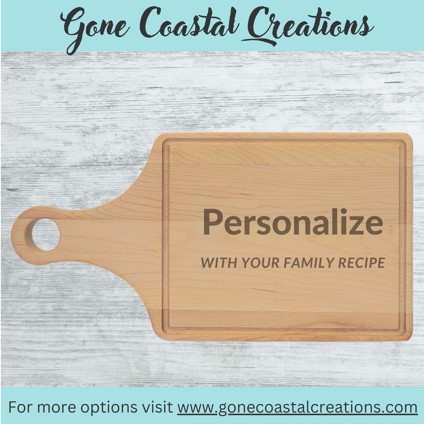 Paddle Shaped Bamboo Cutting Board with Drip Inlay- Ready for Personalized Engraving - Gone Coastal Creations - Engraved Gifts