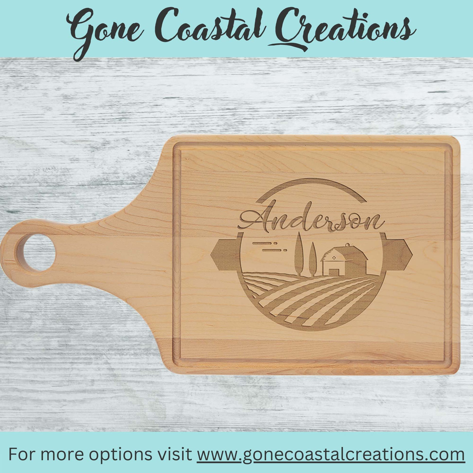 Paddle Shaped Bamboo Cutting Board with Drip Inlay- Ready for Personalized Engraving - Gone Coastal Creations - Engraved Gifts