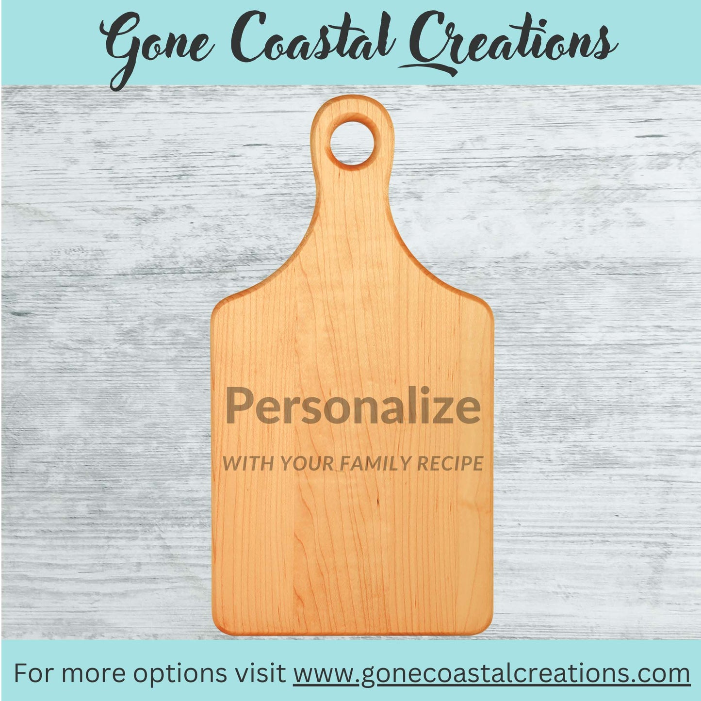 Paddle Shaped Maple Cutting Board - Ready for Personalized Engraving - Gone Coastal Creations - Engraved Gifts