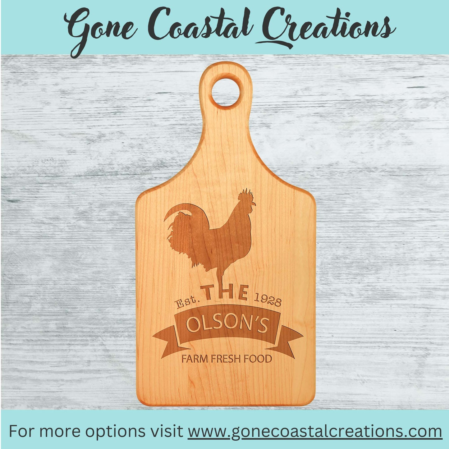 Paddle Shaped Maple Cutting Board - Ready for Personalized Engraving - Gone Coastal Creations - Engraved Gifts