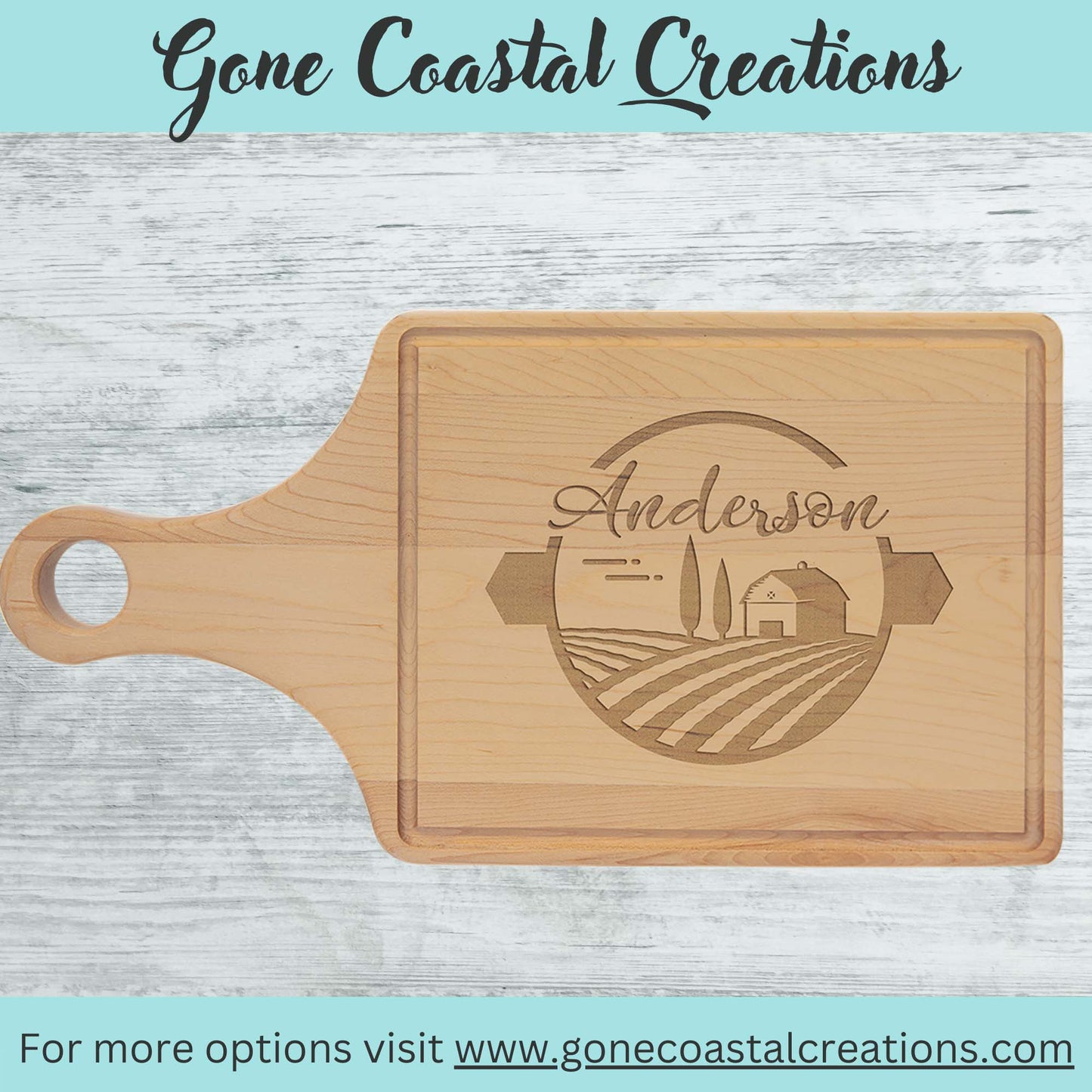 Paddle Shaped Maple Cutting Board with drip inlay - Ready for Personalized Engraving - Gone Coastal Creations - Engraved Gifts