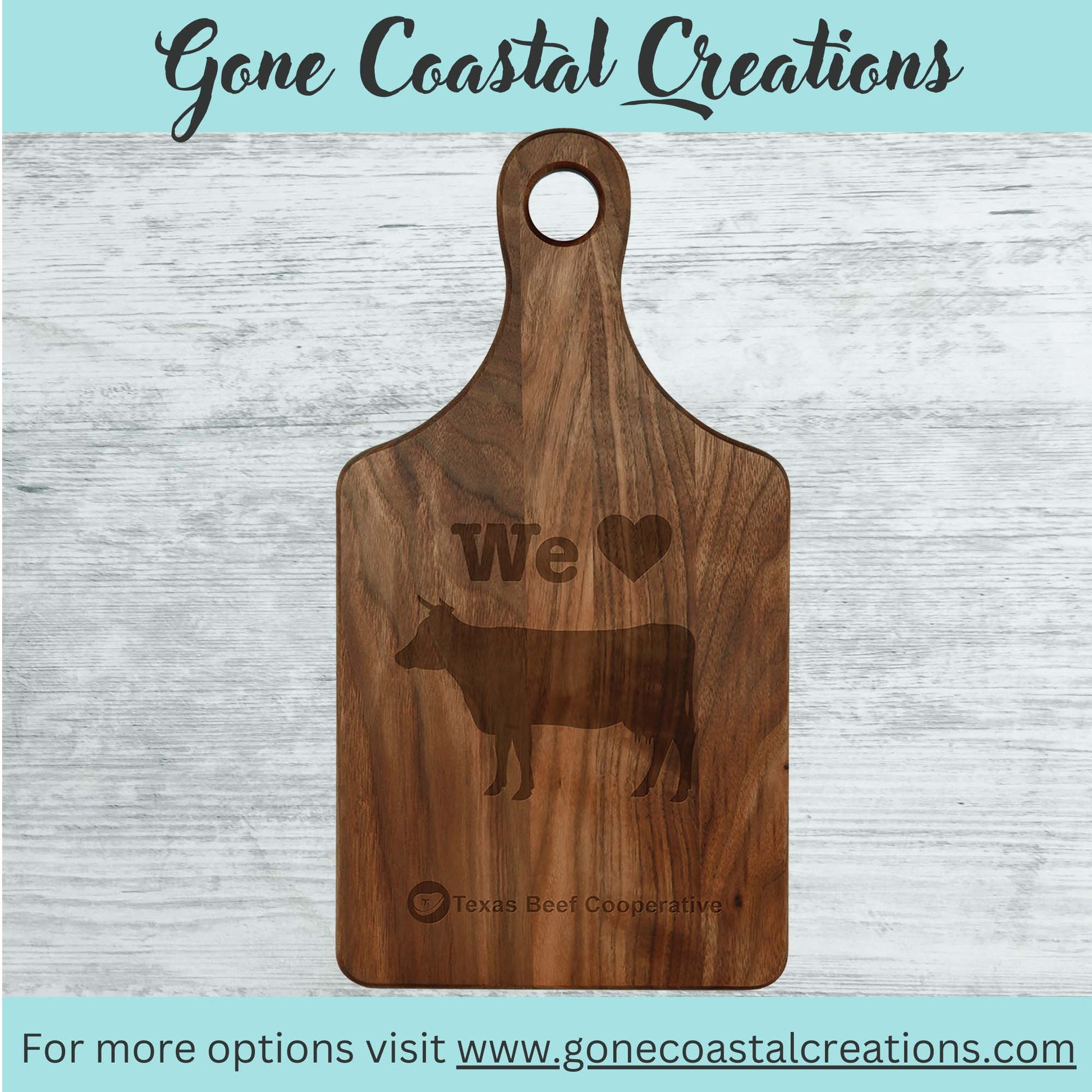 Paddle Shaped Walnut Cutting Board - Ready for Personalized Engraving - Gone Coastal Creations - Engraved Gifts