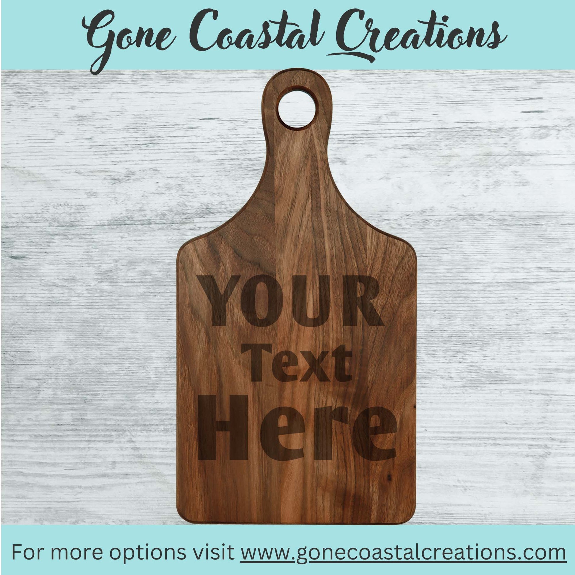 Paddle Shaped Walnut Cutting Board - Ready for Personalized Engraving - Gone Coastal Creations - Engraved Gifts