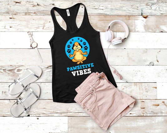 Pawsitive Vibes Cute Yoga Shirt | Dog Lover Yoga Shirt - Gone Coastal Creations - Shirts