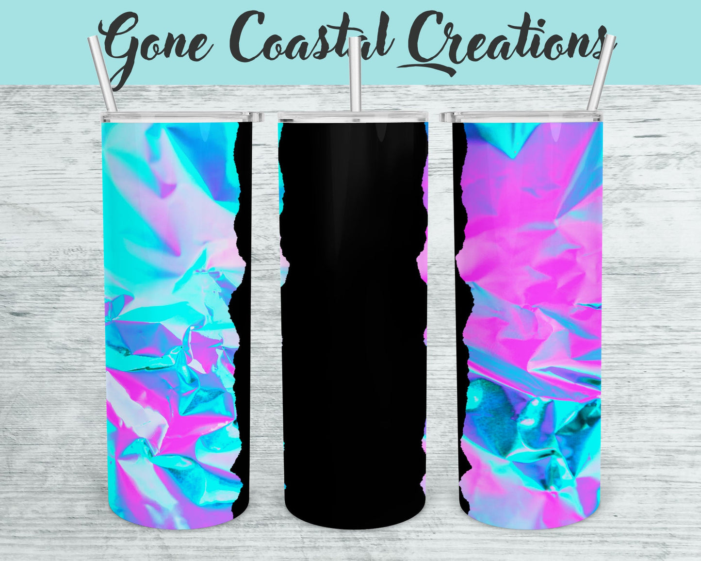 Pink and Blue Iridescent Geode Patterned Tumbler - a unique gift this holiday - Gone Coastal Creations - Mugs & Tumblers