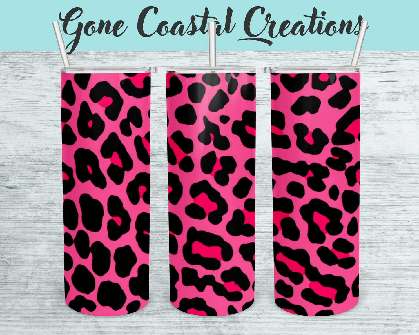 Pink Leopard Pattern Tumbler - a unique gift this holiday - Gone Coastal Creations - Mugs & Tumblers