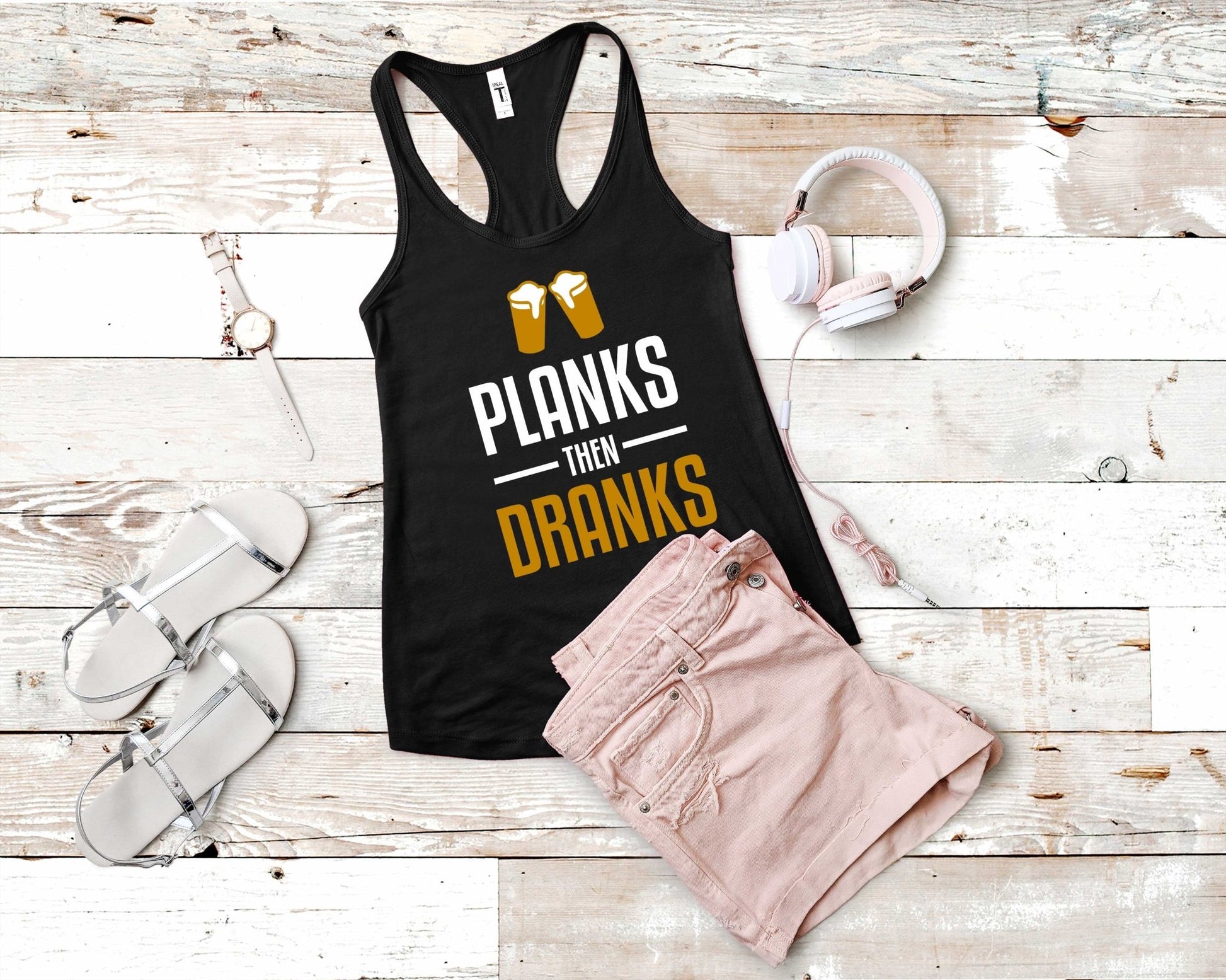 Planks then Dranks, Workout Sarcasm - Gone Coastal Creations - Shirts