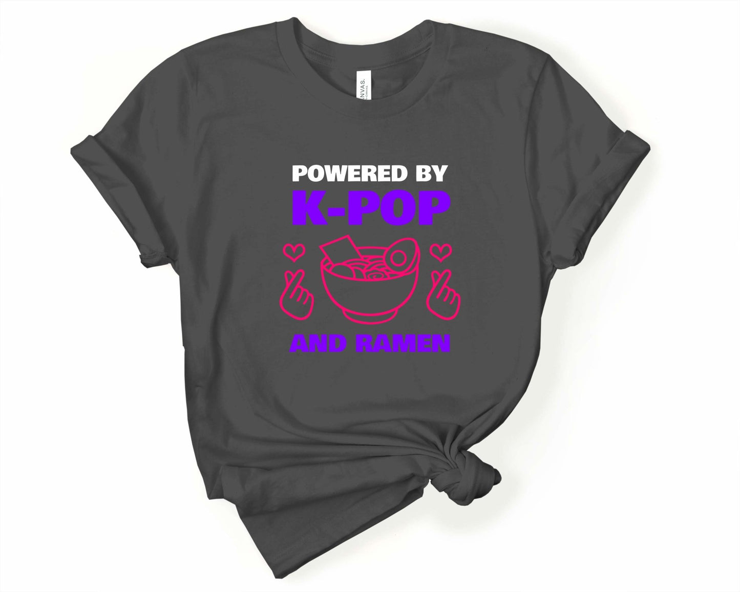 Powered by K-Pop and Ramen Shirt for Foodie | Stocking Stuffer for College Student - Gone Coastal Creations - Shirts