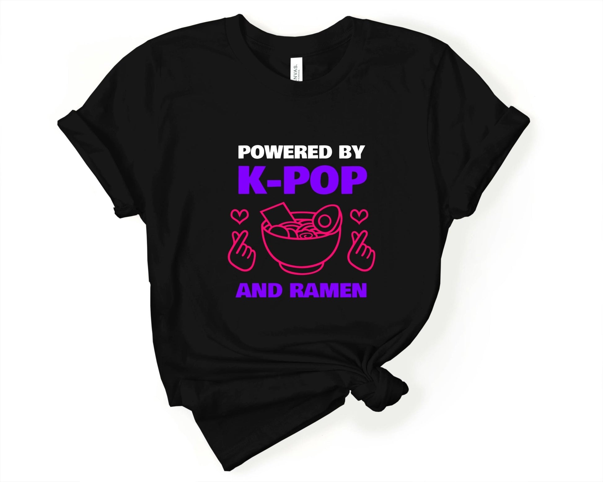 Powered by K-Pop and Ramen Shirt for Foodie | Stocking Stuffer for College Student - Gone Coastal Creations - Shirts