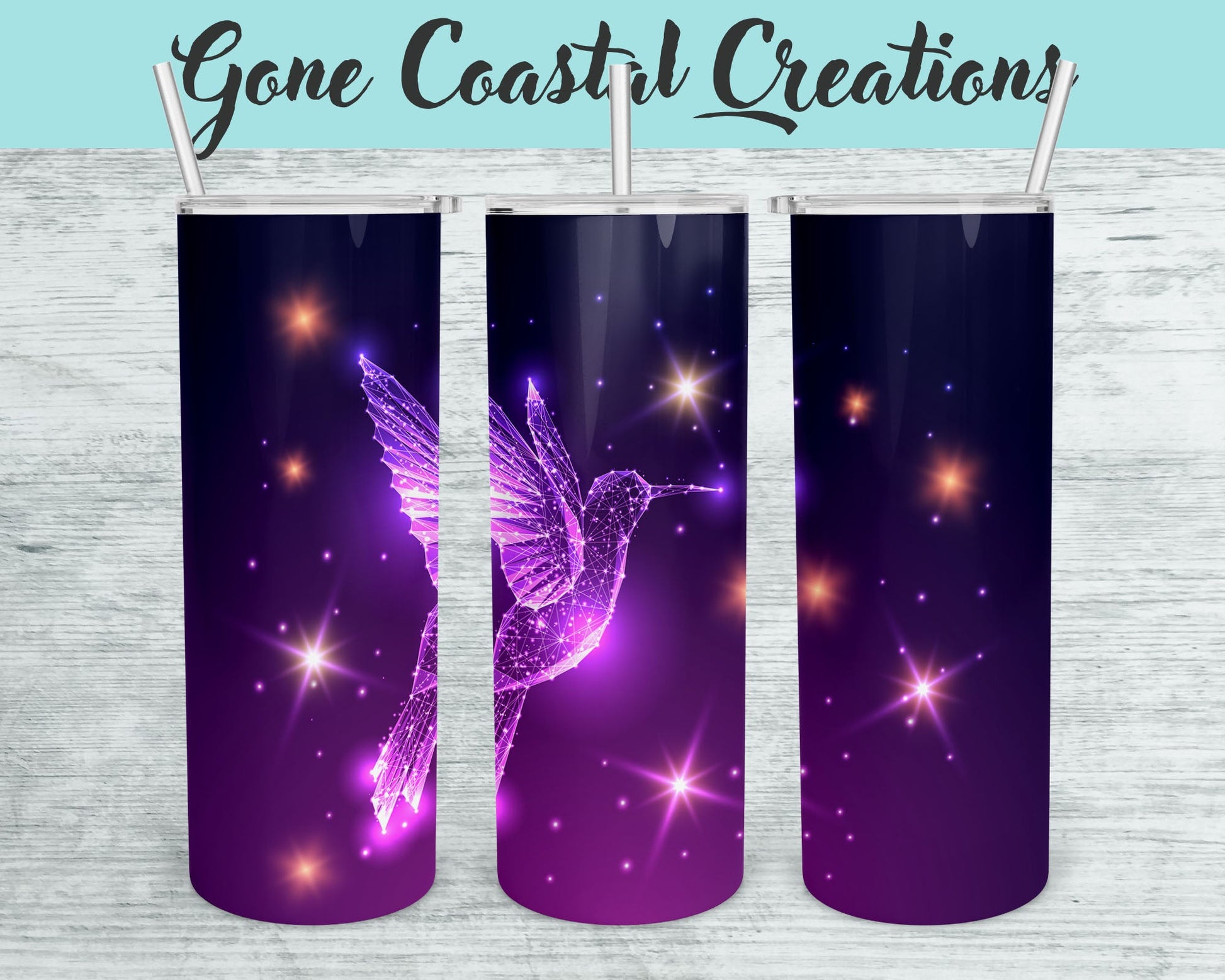 Purple and Black Hummingbird Themed Tumbler - a unique gift this holiday for the bird lover - Gone Coastal Creations - Mugs & Tumblers